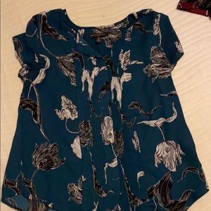 Green floral blouse